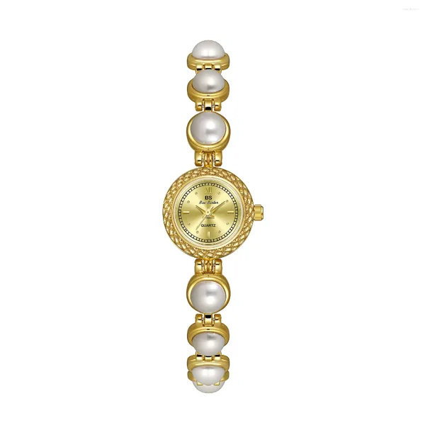 Relojes de pulsera Reloj UTHAI para mujer Pequeña fragancia Medieval Pulsera de perlas de lujo Temperamento Impermeable Relojes de cuarzo de moda para mujer