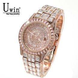 Montres-bracelets UWIN Hommes Femmes Montre d'affaires Iced Out Horloge à quartz Luxe Top Qualité Automatique Montres-bracelets étanches 230519