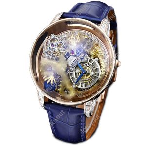 Relojes de pulsera Relojes V2 Reloj para hombre de alta calidad (J-C) Diseño Patrón de dragón Movimiento celestial de doble eje Tourbillon Superficie de cristal Fabricado en acero duro