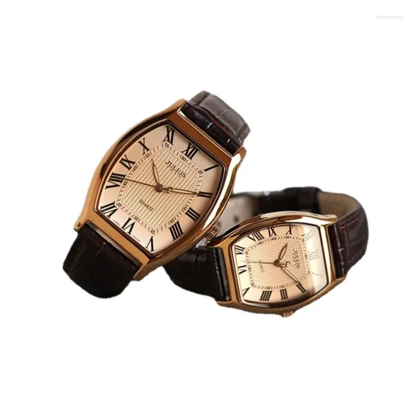 Relojes de pulsera Regalo del día de San Valentín Relojes de cuarzo para hombres y mujeres en forma de barril Reloj retro Mesa de pareja de moda luminosa