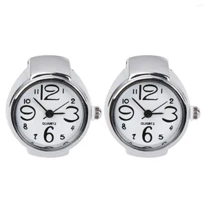 Montres-bracelets Valentine White Finger Ring Watch: Montre ronde élastique Relation Amitié Couple Souvenir Cadeau