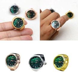 Polshorloges vintage sieraden klok cadeau digitale horloge ronde kwarts vinger ringen elastische rekbare ring