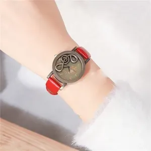 Horloges Vintage Punk Stijl Lederen Riem Horloge Dames Mode Casual 3D Muzieknoot Teken Quartz Horloge Voor
