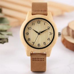 Horloges Vintage Houten Horloge Casual Slanke Leren Armband Echte Vrouwen Jurk Arabisch Cijfer Wijzerplaat Quartz Horloge Relogio Feminino