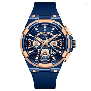 Muñeca de pulseras Matrícula para hombres Multifunciones Sport Wrist Watches impermeables Relogio Relogio Masculino Blue Silicone Strap 0402