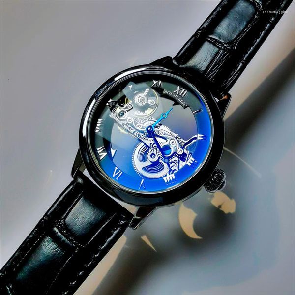 Relojes de pulsera para hombre, relojes mecánicos automáticos con esqueleto transparente para hombre, reloj de moda de diseño superior, reloj Masculino