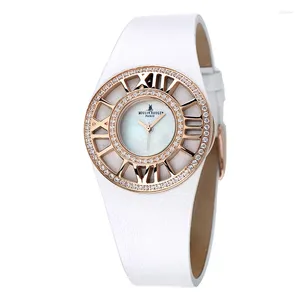 Montres-bracelets Montre pour femme Dames Luxe Casual Montre-bracelet Japon Quartz Boîtier en acier inoxydable Bracelet en cuir véritable étanche Relojes