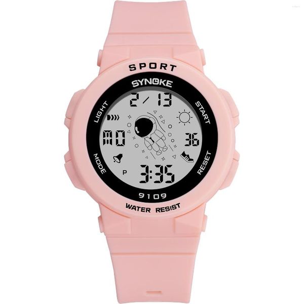 Relojes de pulsera para mujer, correa de silicona de 42mm, resistente al agua hasta 50M, reloj de pulsera con esfera de siete colores, relojes digitales para mujer, reloj para mujer