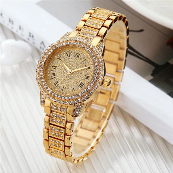 Montres-bracelets montre pour femmes corps strass luxe montre-bracelet ciel étoile chaîne en acier mode tempérament petit cadran