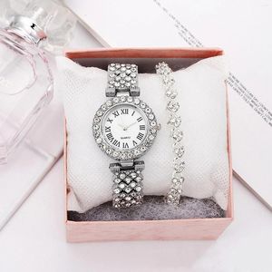 Montres-bracelets Montre pour femmes Montres 2024 Bracelet Ensemble Diamant Bande en acier Quartz Montre-bracelet