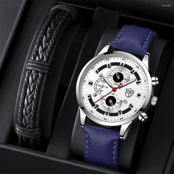 Relojes de pulsera Reloj para Hombre 2023 DEYROS calendario informal puntero luminoso moda estudiante cuero cuarzo Reloj Hombre