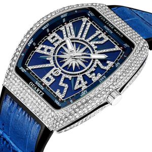 Horloges Horloge Heren Frank Wine Bucket Grote Wijzerplaat Starry Belt Yacht Diamond Retro Creative Watches250y