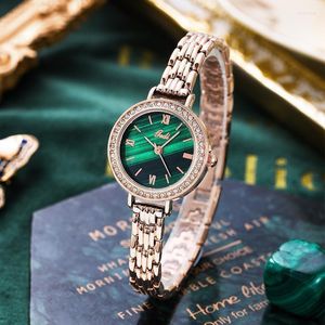 Polshorloges kijken vrouw ronde kwarts kleine groene student armband Romeinse schaal watchwristwatches hect22