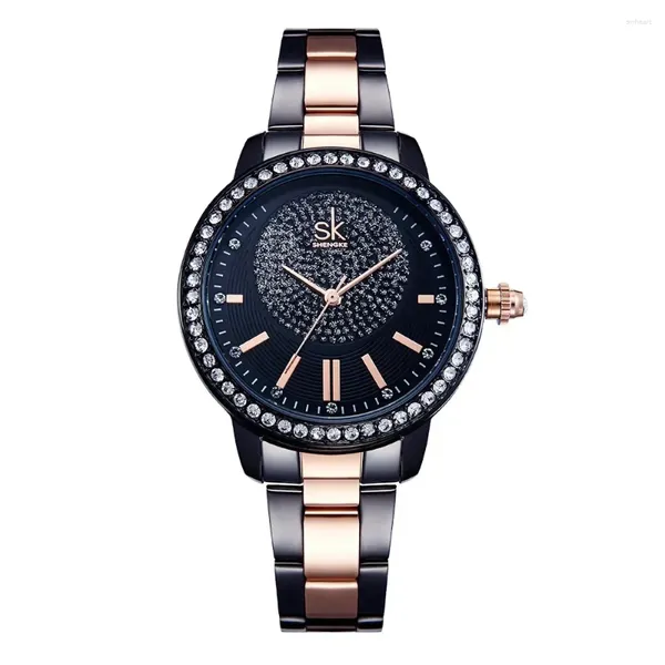 Relojes de pulsera Reloj de mujer Estilo americano europeo Moda Luz de lujo Diamante Banda de acero Movimiento japonés Impermeable K0075