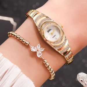 Montres-bracelets montres mode et simple montre pour femme tempérament diamant incrusté quartz bracelet en acier