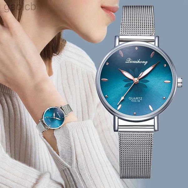 Montres-bracelets montres pour femmes de luxe argent populaire cadran rose fleurs métal dames bracelet quartz horloge dames montre-bracelet nouvelle horloge 24319