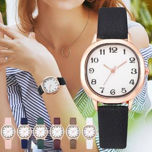 Relojes de pulsera Relojes Reloj de mujer Correa de PU Simple Temperamento elegante Pulsera de moda de cuarzo Montre Femme Relojes Para