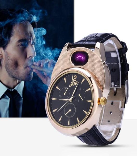 Montre-bracelets montres pour hommes plus légers à quartz décontracté montrez arc à la vocation du vent USB Charge Cigarette Corloge de l'homme JH338 1PCS8820185