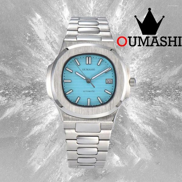 Montres-bracelets montres NH35 montre pour hommes Style bleu glace automatique mécanique verre saphir 10Bar étanche NH35A OUMASHI