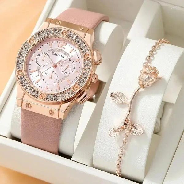 Relojes de pulsera Relojes Juego de mujeres de dhinestone de lujo Fashion Elegant Wallwatch Quartz Reloj For Girl Ladies Relogio Relogio Feminino