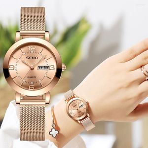 Wallwatches Watches de cuarzo femenino reloj de 28 mm de movimiento de alta gama con correa de acero inoxidable para niñas