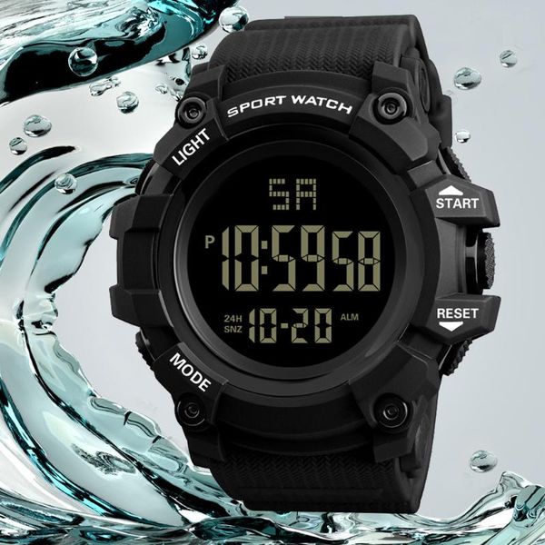 Relojes de pulsera impermeables para hombre, relojes digitales analógicos para exteriores, LED militar, pantalla de semana, reloj de pulsera deportivo de plástico PU para hombre, Zegarek Meski