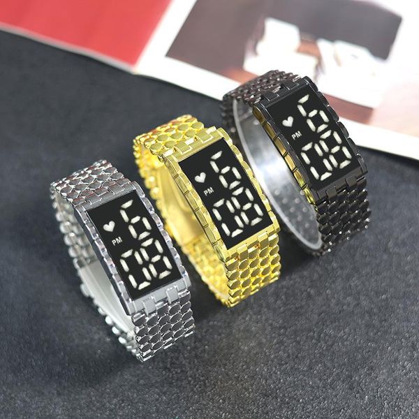 Montres-bracelets Lampe Blanche Led Montre Bracelet En Acier De Lave Pour Hommes Fabricant Commerce De Gros Électronique Relogio MasculinoMontres-Bracelets