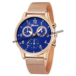 Polshorloges Groothandel mode Geneva Style Reticularis Watchband horloges gouden armband Watch Mesh Women Dress polshorloge 635WristWatches
