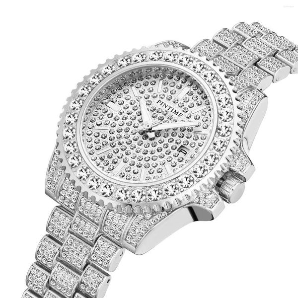 Relojes de pulsera Venta al por mayor Moda Hombres Mujeres Reloj de lujo Diamante completo Iced Out Cuarzo Vestido informal Reloj deportivo Montre