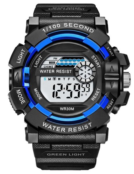 Montres-bracelets prix de gros numérique hommes montres étanche Sport montre en plein air avec LED rétro-éclairage minuterie alarme montre-bracelet P2028