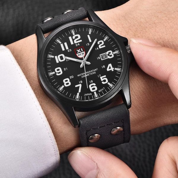 Relojes de pulsera Relojes al por mayor para hombre Reloj de fecha de cuero casual Hombres Regalos deportivos militares Cuarzo Diseñador de moda vintage