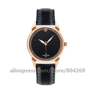 Relojes de pulsera, venta al por mayor, relojes de pulsera para mujer, caja de oro rosa, reloj de vestir, reloj de pulsera de cuero de cuarzo informal a la moda para mujer, relojes de pulsera