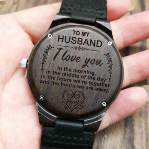 Polshorloges vrouw van mijn man gegraveerd houten horloge Ik hou van je WRISTWATCHES polsWatchesWristWatches