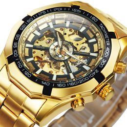 Relojes de pulsera Winner Watch Men Skeleton Automatic Mechanical Gold Vintage Hombre Relojes para hombre Top Brand Luxury 230712