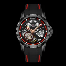 Polshorloges Wishdoit Original Fashion Men#39; s skelet tourbillon pols horloge automatische mechanische klok man lichtgevend waterdicht