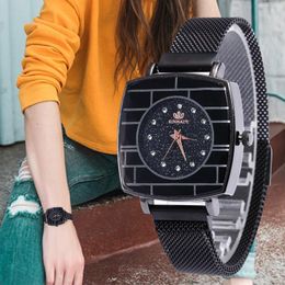 Polshorloges WJ-7872 vierkante vrouwen kijken naar sterrenhemel luxe mode diamant dames magneet horloge vrouwelijke kwarts polswatch relogio