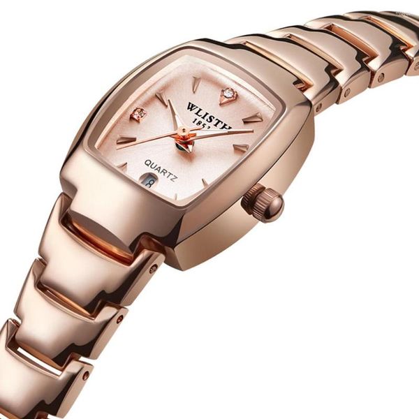 Armbanduhren WLISTH Marke Armband Damenuhr Rose Gold Stahl Wasserdicht Quarz Armbanduhr Mode Business Damenuhren Weiblich