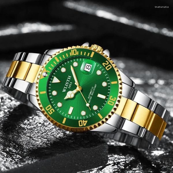 Montre-bracelets Wlisth Alimentation transfrontalière Green Ghost Grandifing Gernar Calendrier Luminal Steel Celt Automatic Mécanical Men's Watch