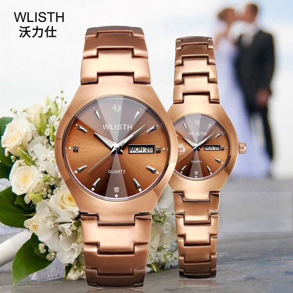 Montres-bracelets WLISTH Original Marque Amoureux Montres Femmes Hommes Quartz Montre-Bracelet En Acier Inoxydable Rose Or Mode Couple Paire Montre Horloge