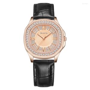 Relojes de pulsera Wlisth Reloj de cuarzo para mujer Accesorios de moda Correa de cuero Resplandor impermeable Original Casual S519