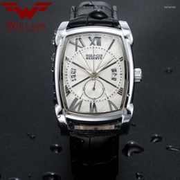 Montres-bracelets Wolf-cub carré hommes argent montre affaires étanche quartz cuir horloge-bracelet mâle relogio masculino fashionwristwatches bert