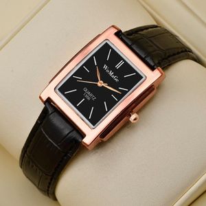 Montre-bracelets Womage Leather Band Montre Femme 2021 Fashion Casual Rectangle Quartz Women's Clock Ladies Watch Gift 2789