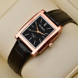 Polshorloges Womage Leather Band Montre Femme 2021 Fashion Casual Rectangle Quartz Damesklok Ladies Kijk cadeau 262r