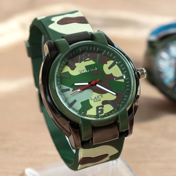 Montres-bracelets femmes hommes montres 2022 mode Camouflage militaire armée vert Silicone bande Quartz montres-bracelets sport