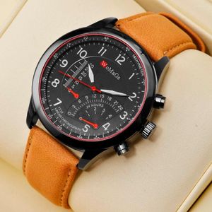 Relojes de pulsera para Hombre, relojes deportivos de cuero, Reloj de pulsera de cuarzo analógico, Reloj militar para Hombre