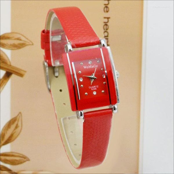 Montres-bracelets Womage femmes montres dames mode Rectangle femmes ceinture en cuir montre à Quartz Relogio Feminino Horloge Dame