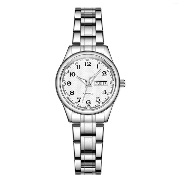 Montres-bracelets Femme Classique 28mm Montre Quartz Simple Avec Double Calendrier Pour Les Mariées Banquet De Mariage Portant