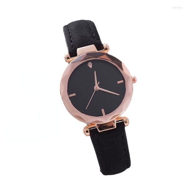 Relojes de pulsera Reloj de mujer Elegante y exquisito Reloj de pulsera de cuarzo Vidrio esmerilado Señoras Plomo Tendencia Simple Lujo Chica Cuero