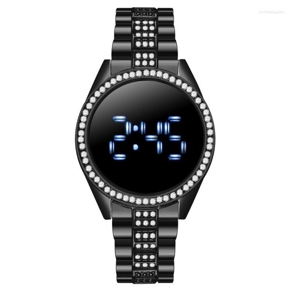 Relojes de pulsera para mujer, de oro rosa, acero inoxidable, luz azul, Reloj de pulsera para mujer, Reloj Digital LED para mujer, Reloj electrónico