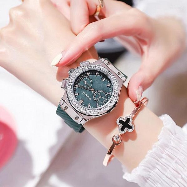 Montre-bracelets Femmes Big Cadal Silicon Green Watches Girl Sports Strap Caoutchouc Corloges pour les cadeaux Lovers Clock Imperproof